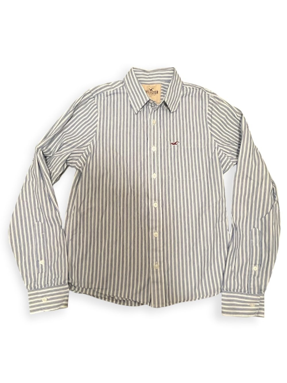 VINTAGE Hollister 100% Cotton Blue Striped Long Sleeve Button Down Shirt Medium
